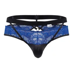 CandyMan Jockstrap Dentelle Lalita Noir et Bleu